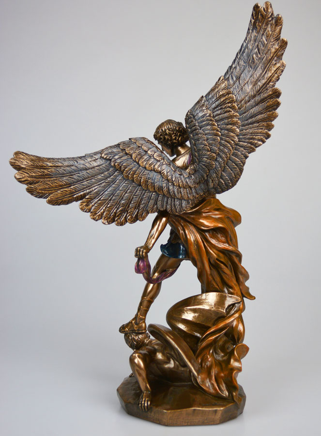 Estatua religiosa de San Miguel Arcángel en bronce - 37 cm (pic 4)