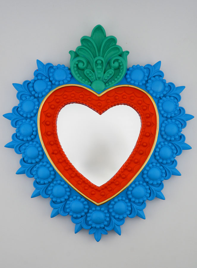 Ex-Voto de Parede Espelho Colorido - 24cm (pic 1)