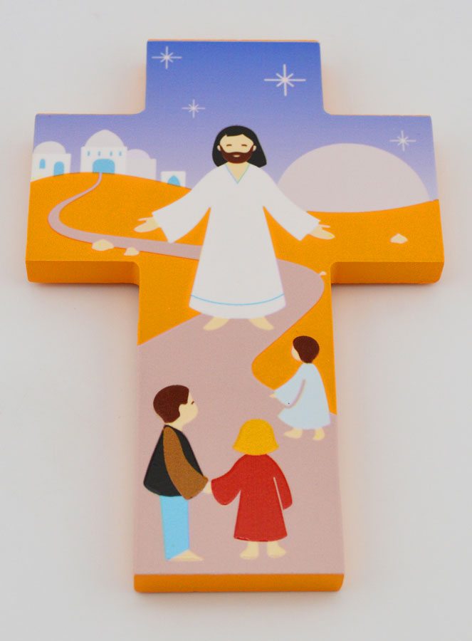 Cruz Infantil em Madeira - Jesus e Crianças (pic 2)