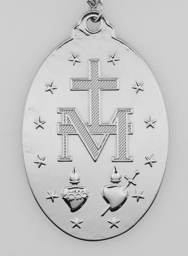 Medalha Milagrosa & Corrente Prateadas - 28mm (pic 3)
