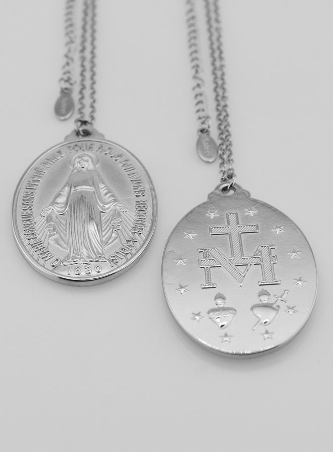 Medalha Milagrosa & Corrente Prateadas - 33mm (pic 3)