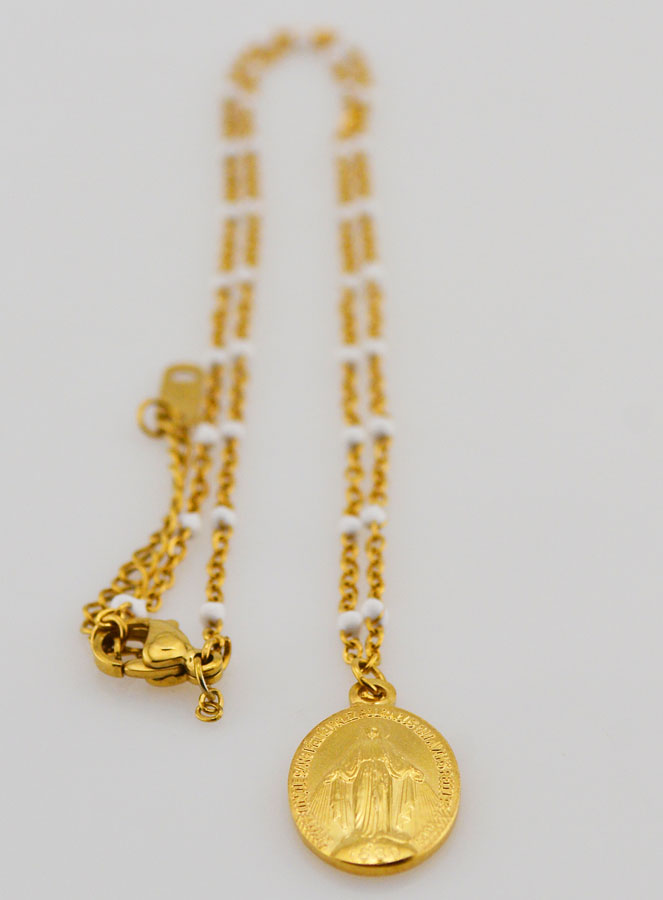 Colar com Contas Medalha Milagrosa - Branco (pic 3)