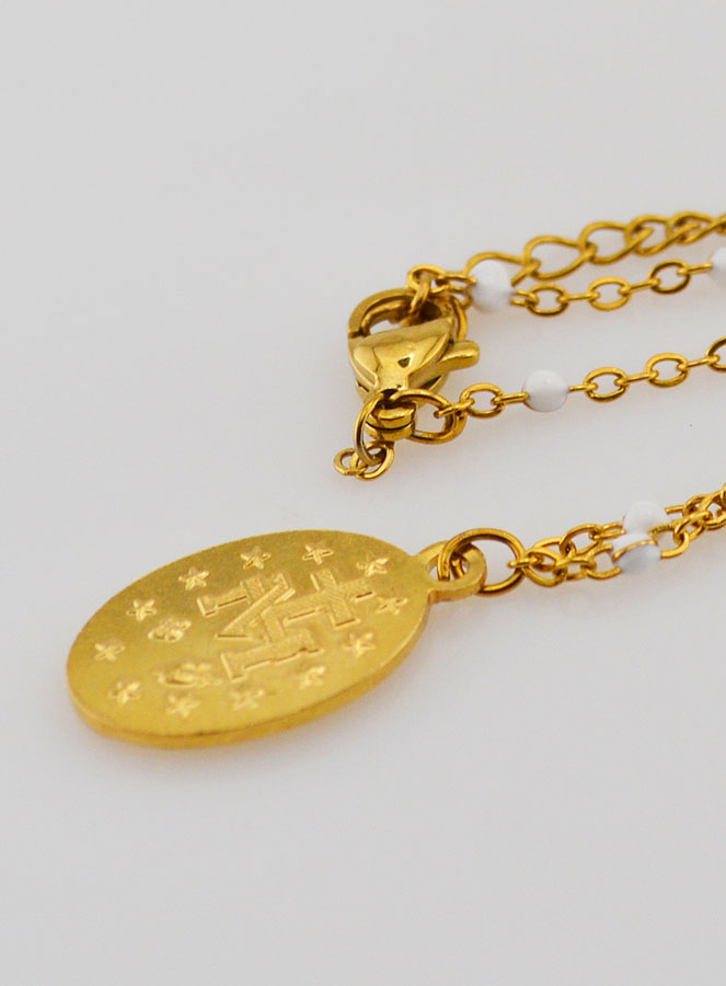 Colar com Contas Medalha Milagrosa - Branco (pic 4)
