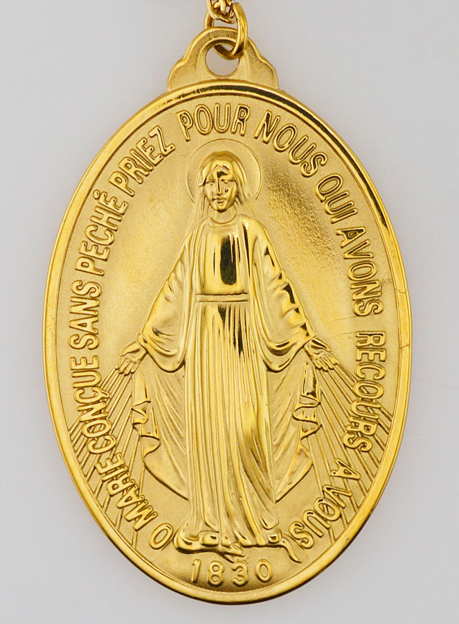 Colar Medalha Milagrosa Dourado - 28 mm (pic 2)
