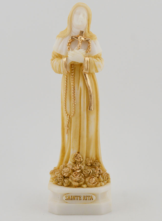 Estátua de Santa Rita em Alabastro Colorido - 12cm (pic 1)