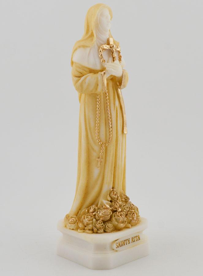 Estátua de Santa Rita em Alabastro Colorido - 12cm (pic 3)