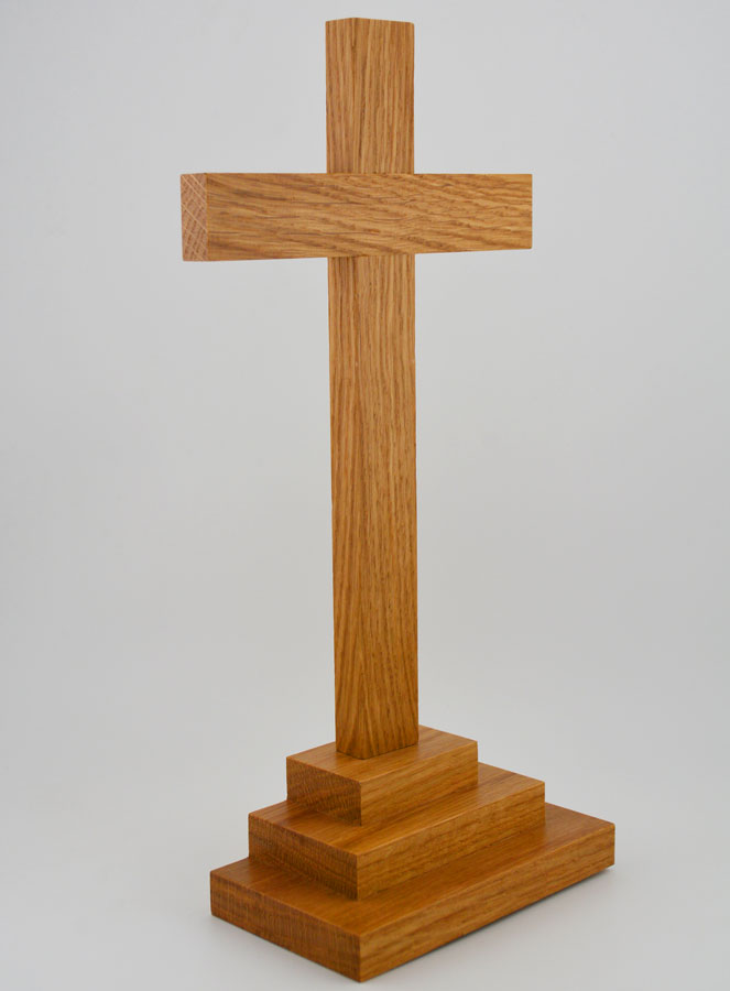 Crucifixo com Base em Carvalho Claro - 25cm (pic 3)