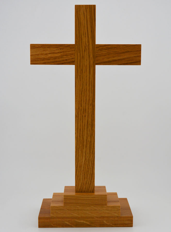 Crucifixo com Base em Carvalho Claro - 25cm (pic 4)