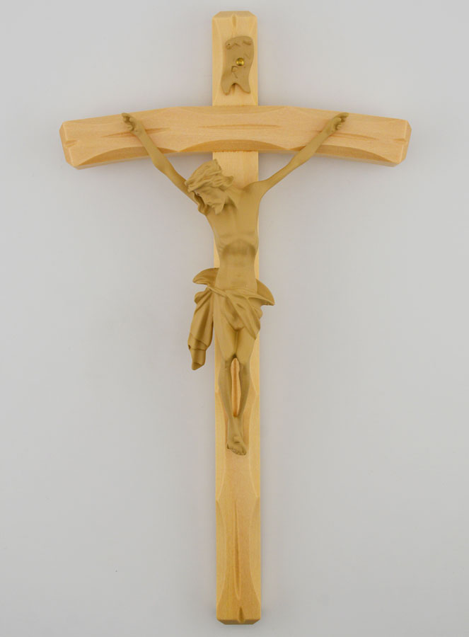 Crucifixo em Tília Natural Curvado - 22cm (pic 1)