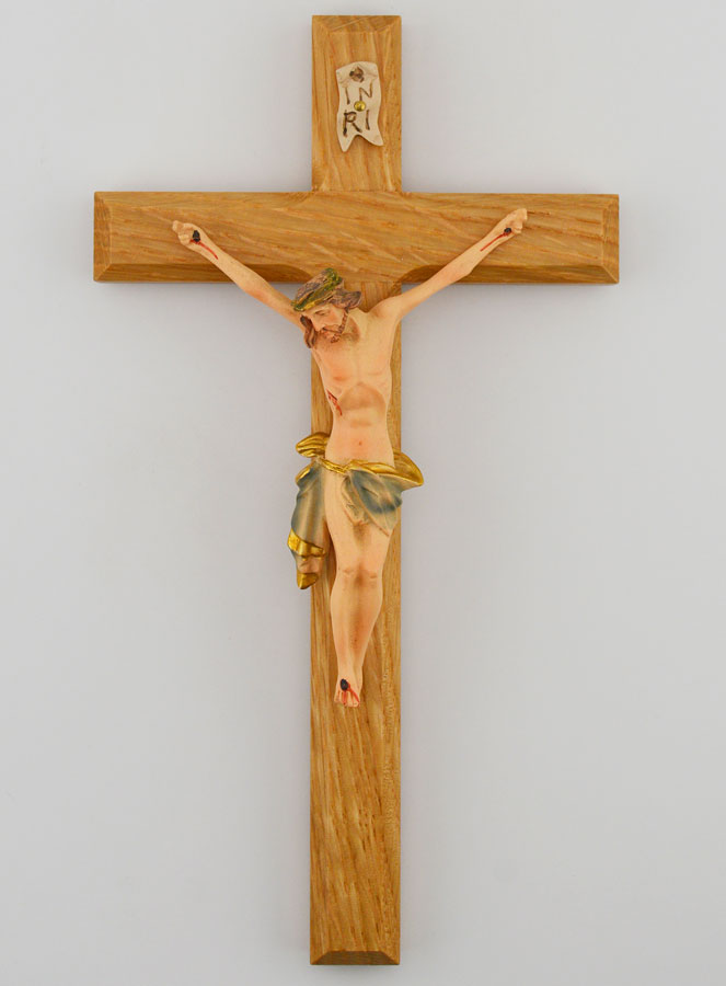 Crucifixo em Tília & Cristo com Pano Azul - 18 cm (pic 1)