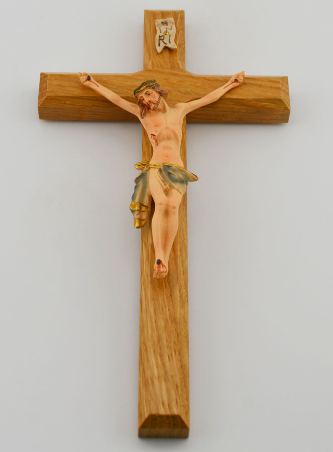 Crucifixo em Tília & Cristo com Pano Azul - 18 cm (pic 2)