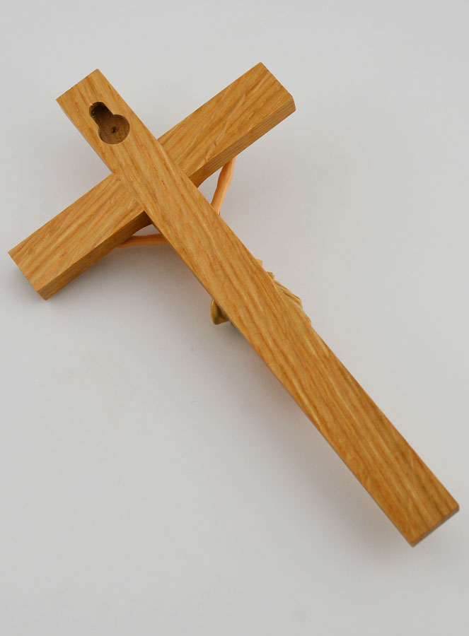 Crucifixo em Tília & Cristo com Pano Azul - 18 cm (pic 4)