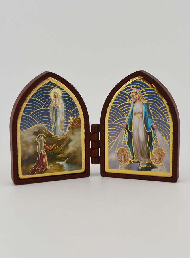 Ícone Díptico Mini - Nossa Senhora de Lourdes & Milagrosa (pic 1)