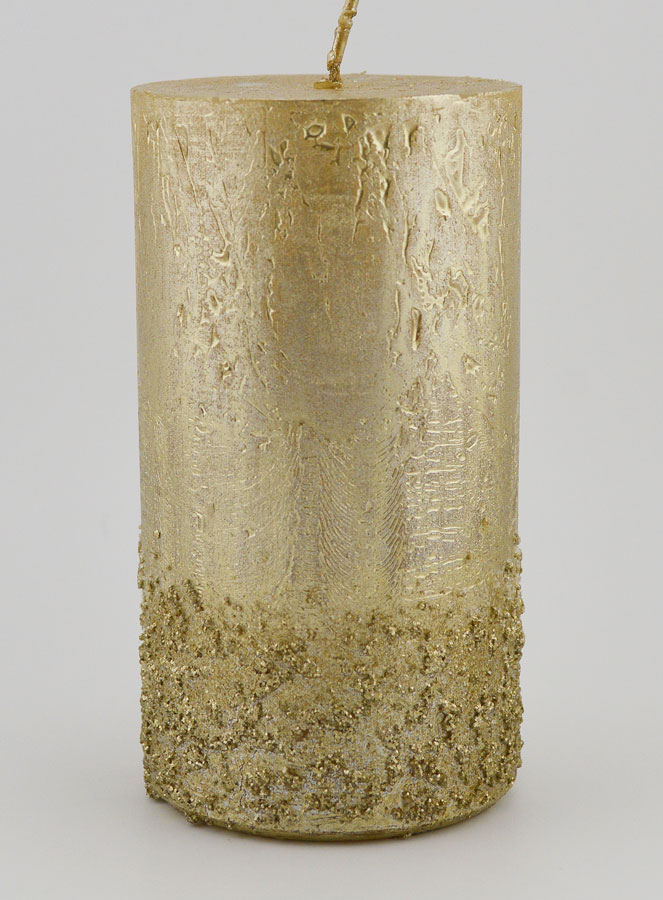 Vela decorativa con efecto purpurina – champán (pic 1)