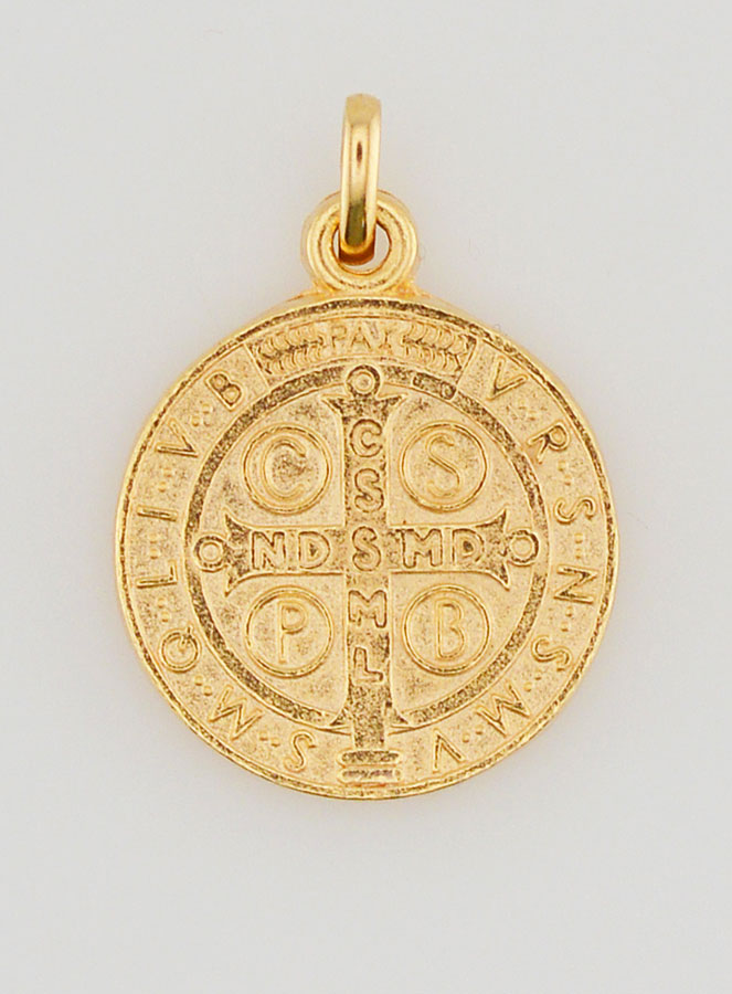 Medalha de São Bento Banhada a Ouro - 18mm (pic 1)