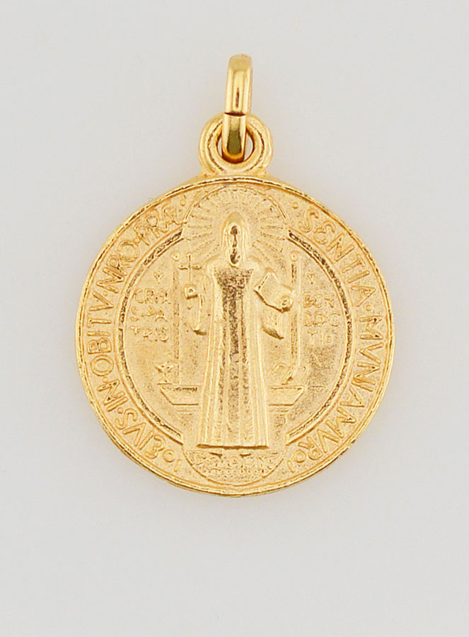 Medalha de São Bento Banhada a Ouro - 18mm (pic 2)