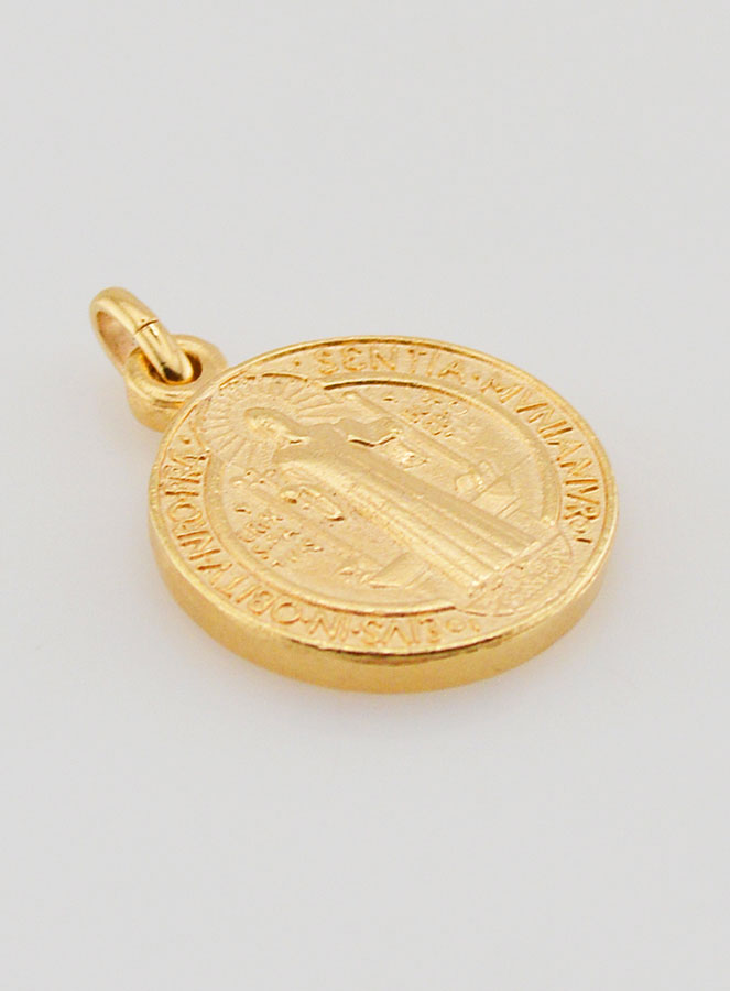 Medalha de São Bento Banhada a Ouro - 18mm (pic 3)