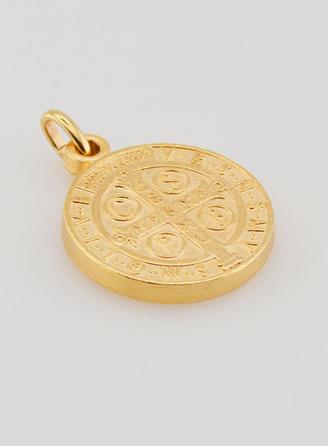 Medalha de São Bento Banhada a Ouro - 18mm (pic 4)