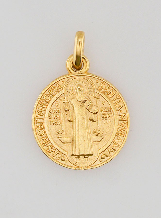 Medalha de São Bento Banhada a Ouro - 15mm (pic 1)