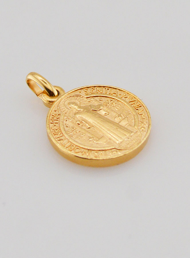 Medalha de São Bento Banhada a Ouro - 15mm (pic 3)