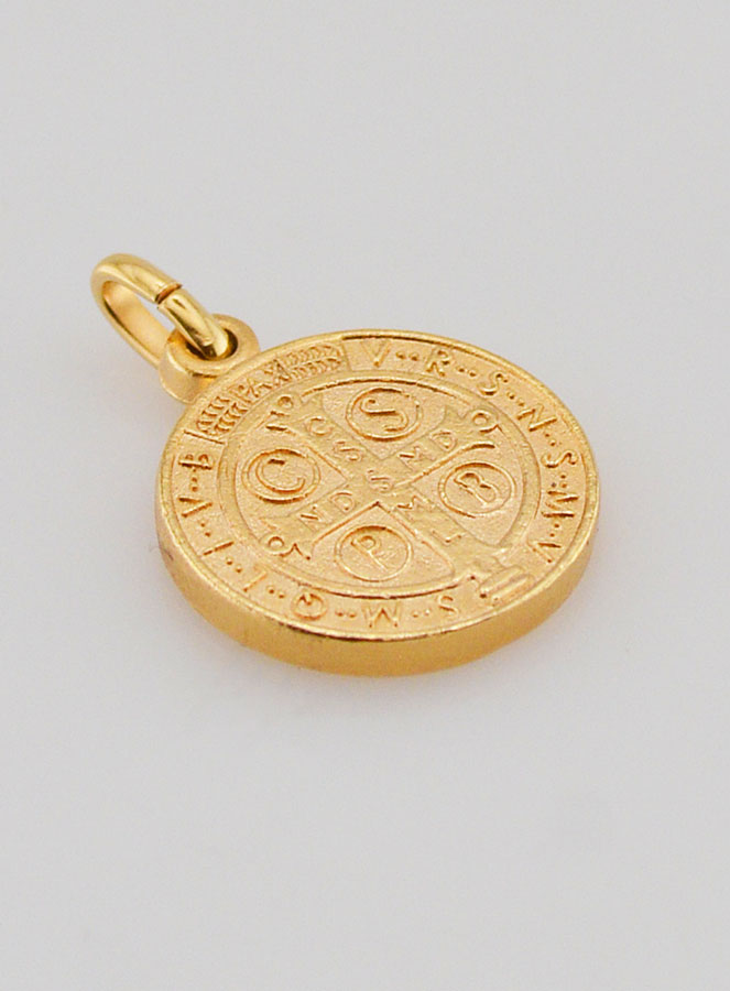 Medalha de São Bento Banhada a Ouro - 15mm (pic 4)
