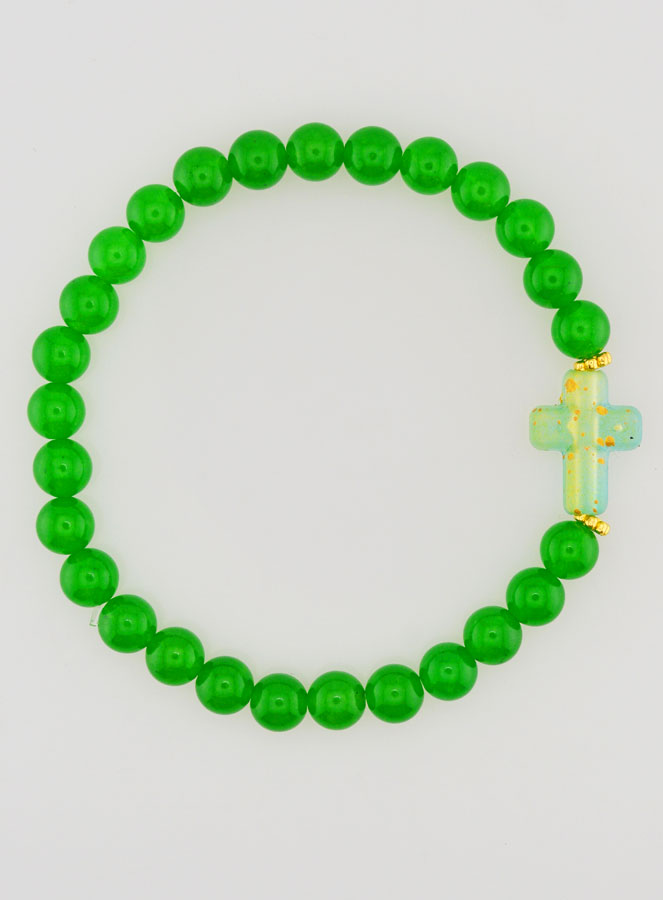Pulseira Religiosa Cruz & Jade Verde (pic 1)