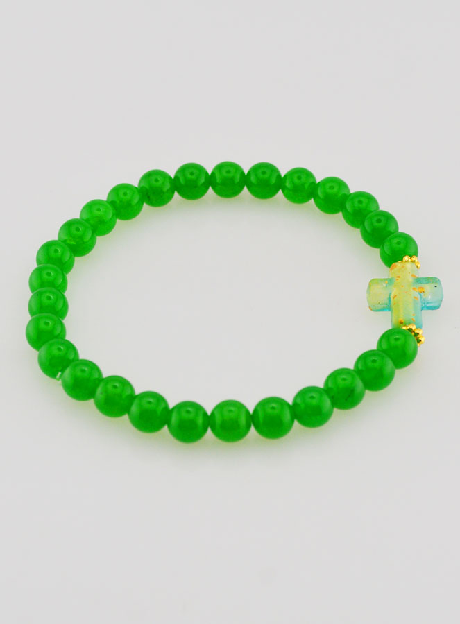 Pulseira Religiosa Cruz & Jade Verde (pic 2)