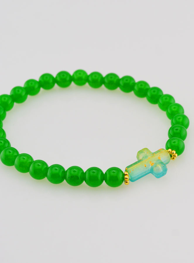 Pulseira Religiosa Cruz & Jade Verde (pic 3)