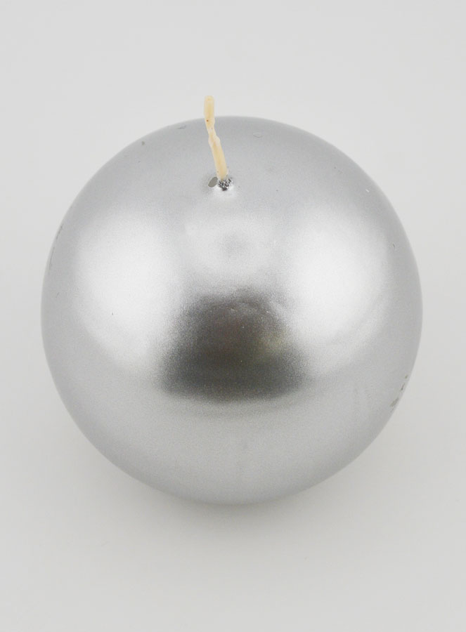 Vela Bola de Natal Redonda 8cm - Prata (pic 2)