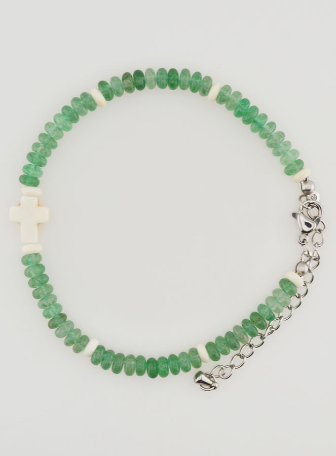 Pulseira Cruz & Pedras Verdes (pic 1)