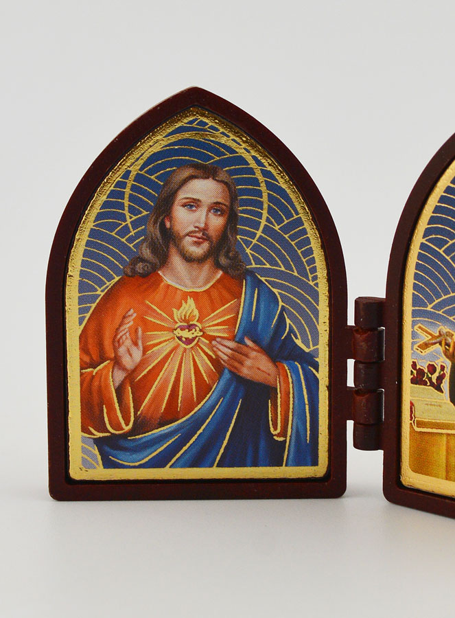 Icono díptico mini - Sagrado Corazón de Jesús y Santa Rita (pic 2)