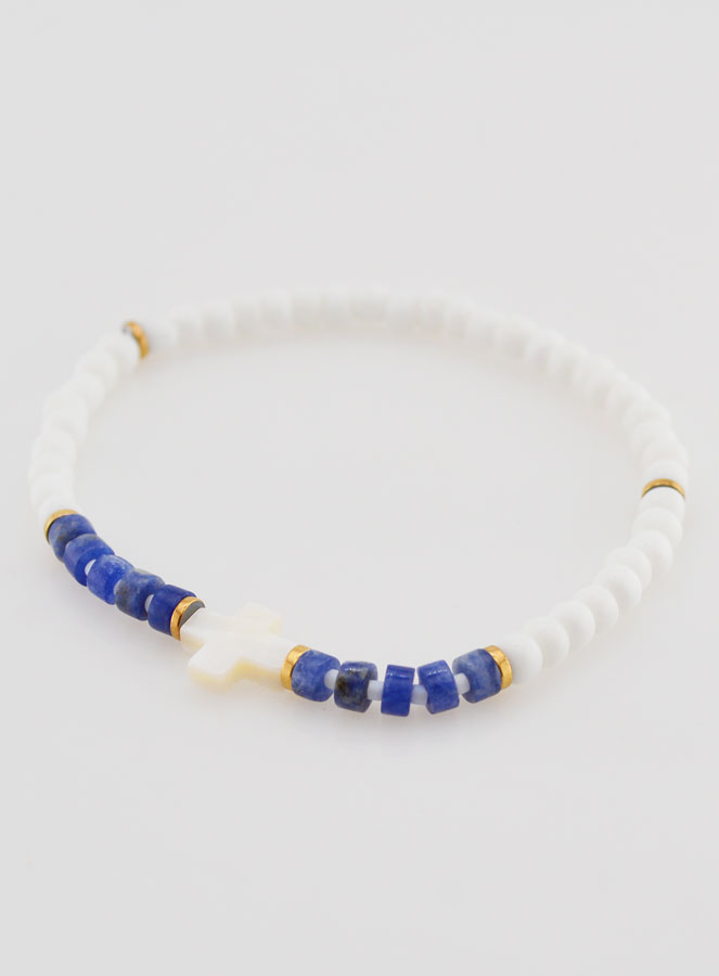 Pulseira Religiosa Pedra & Madrepérola - Azul (pic 3)