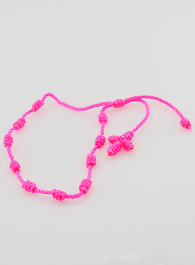 Pulseira Dezena Corda Rosa Fluorescente (pic 3)