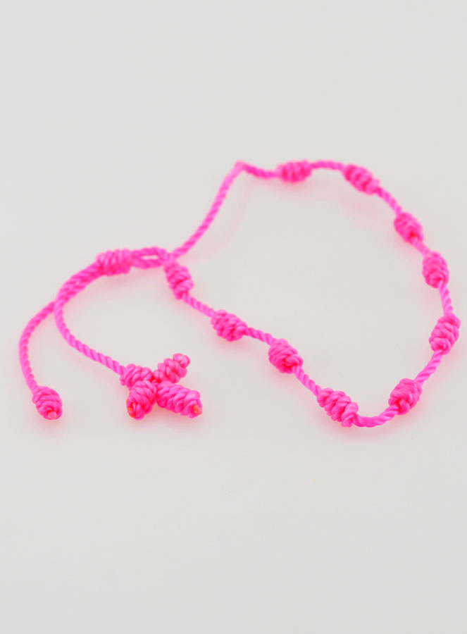 Pulseira Dezena Corda Rosa Fluorescente (pic 4)