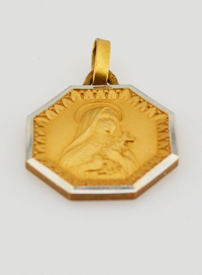 Medalha de Santa Teresinha Banhada a Ouro (pic 2)