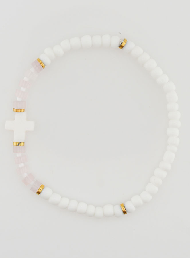 Pulseira Religiosa Pedra & Madrepérola - Rosa Pálido (pic 1)
