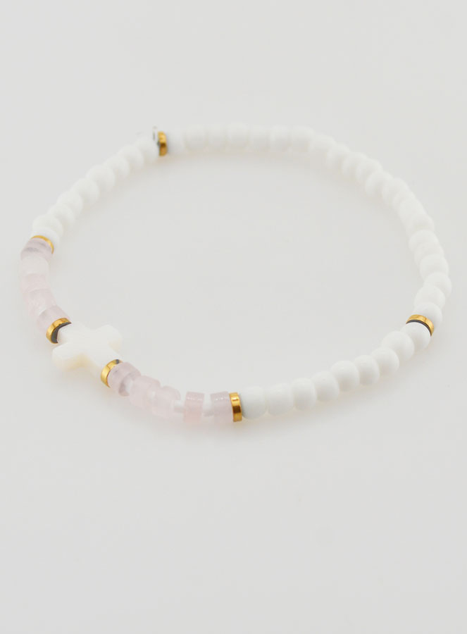 Pulseira Religiosa Pedra & Madrepérola - Rosa Pálido (pic 3)