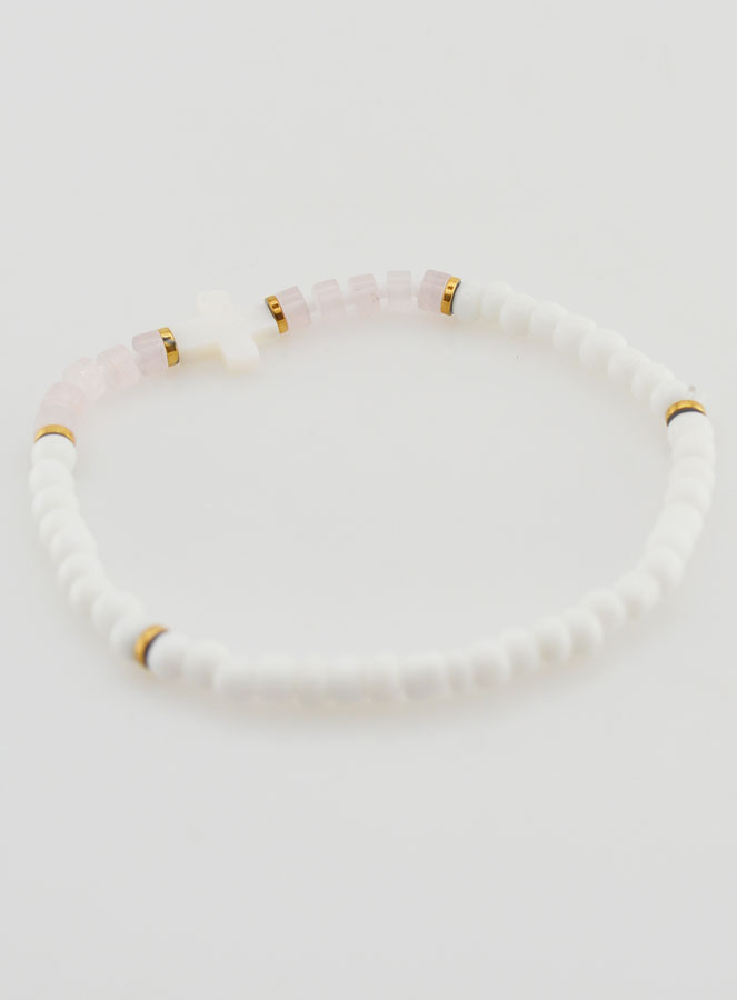 Pulseira Religiosa Pedra & Madrepérola - Rosa Pálido (pic 4)