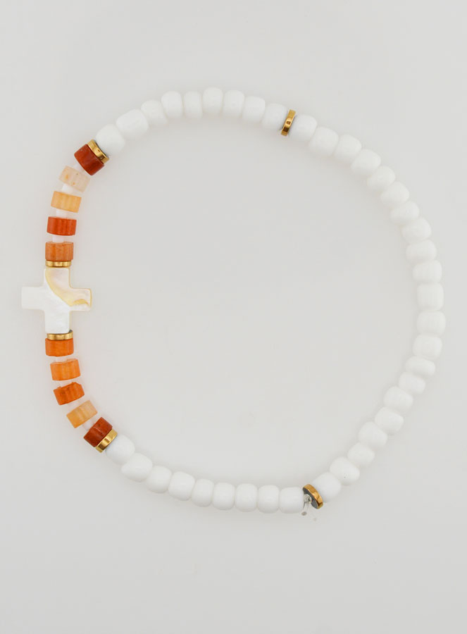 Pulsera religiosa de piedra y nácar – Marrón (pic 1)