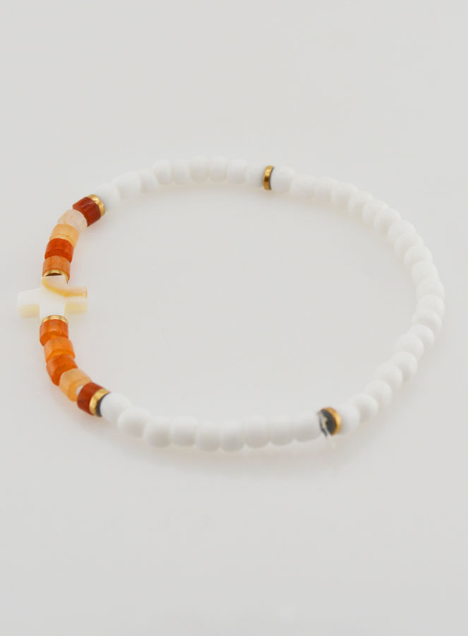 Pulsera religiosa de piedra y nácar – Marrón (pic 2)