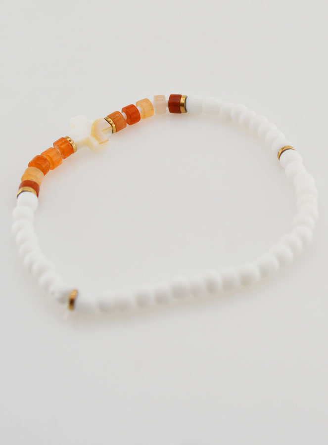 Pulsera religiosa de piedra y nácar – Marrón (pic 4)
