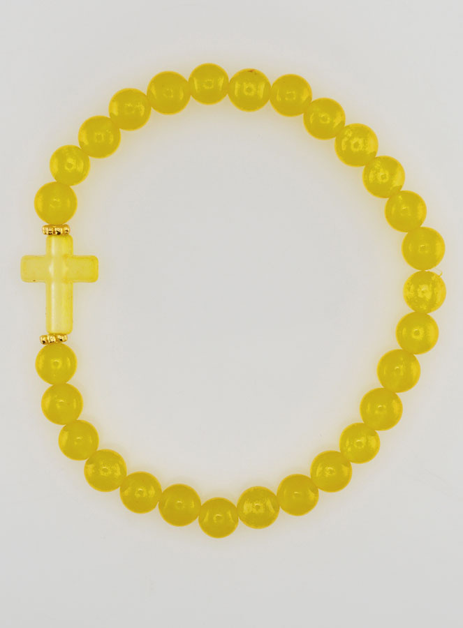 Pulsera religiosa de cruz y jade amarillo (pic 1)