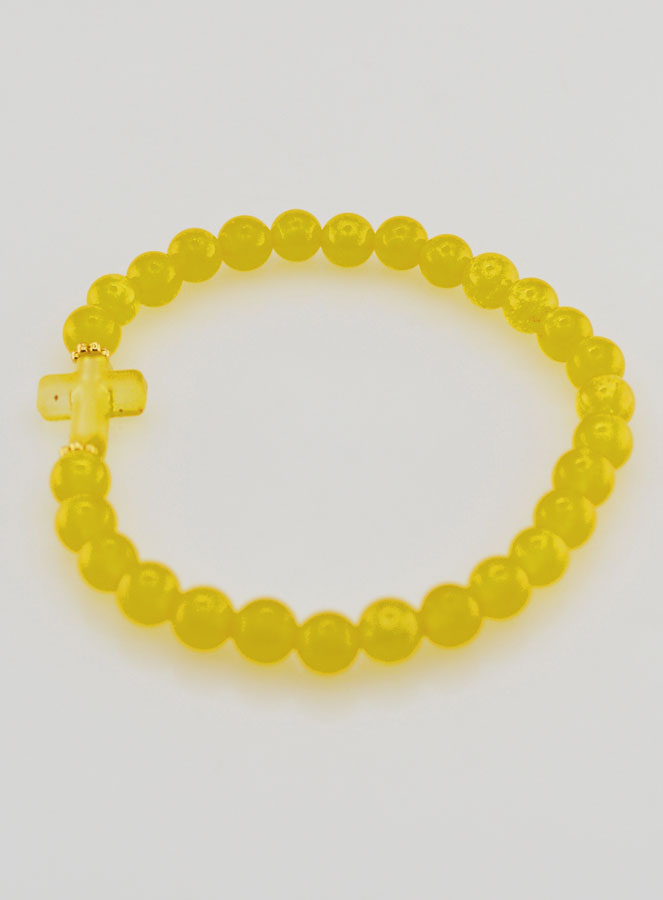 Pulsera religiosa de cruz y jade amarillo (pic 2)