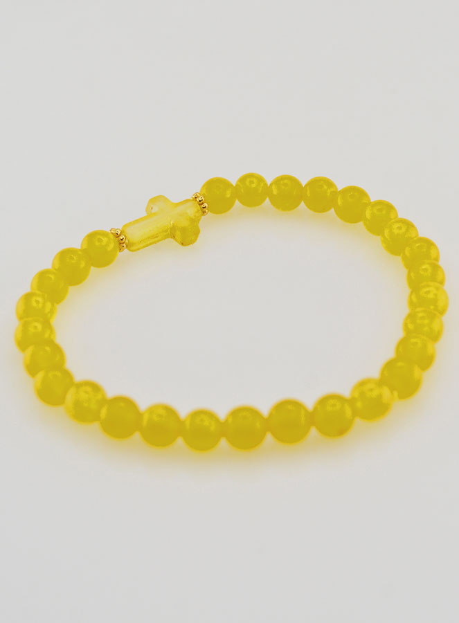 Pulsera religiosa de cruz y jade amarillo (pic 4)