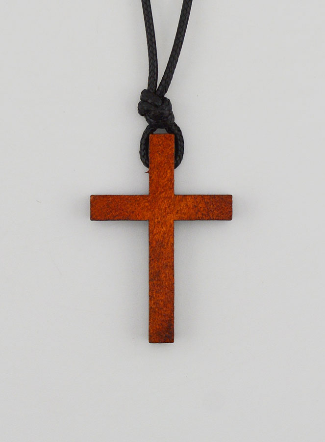 Cruz de madera y cordón de cuero ajustable (pic 4)