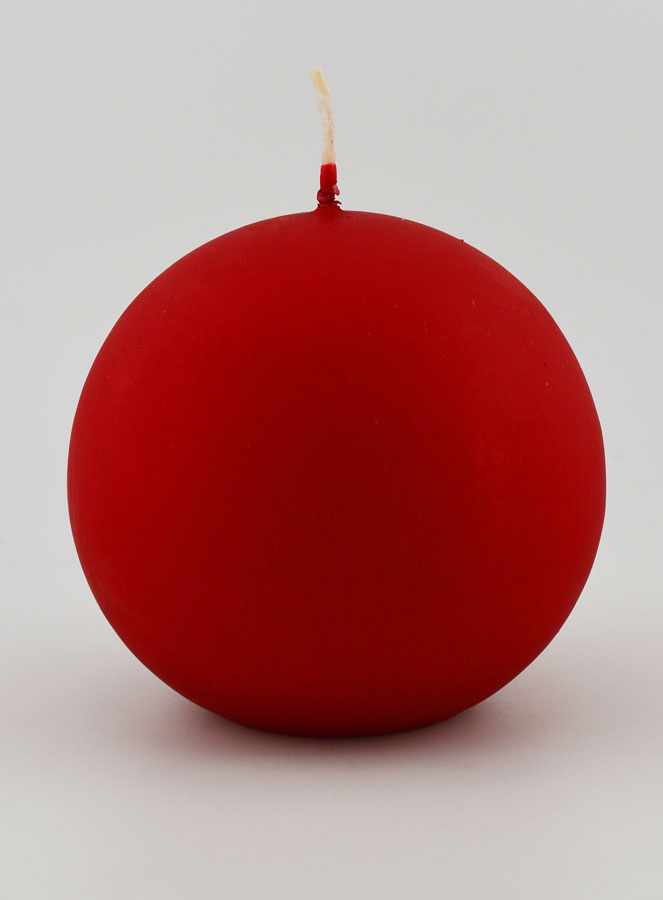 Vela Esfera de Natal Redonda 8cm - Vermelho Veludo (pic 1)