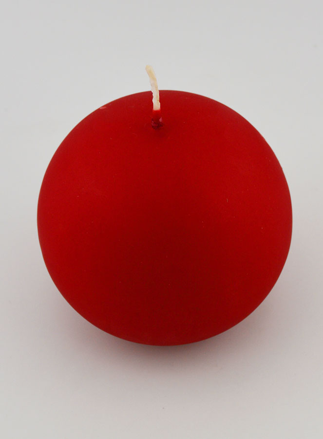 Vela Esfera de Natal Redonda 8cm - Vermelho Veludo (pic 2)