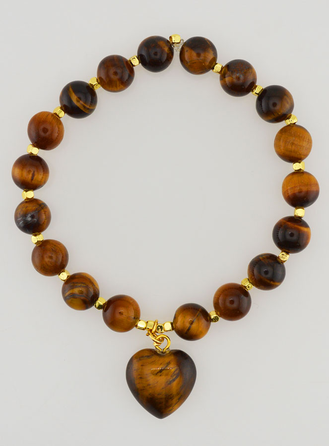 Pulsera de Piedra Natural con corazón - Ojo de tigre (pic 1)