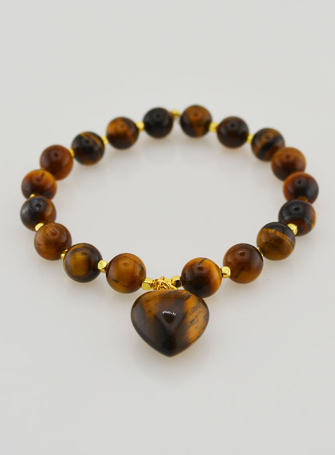 Pulsera de Piedra Natural con corazón - Ojo de tigre (pic 2)