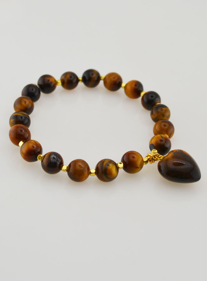 Pulsera de Piedra Natural con corazón - Ojo de tigre (pic 3)